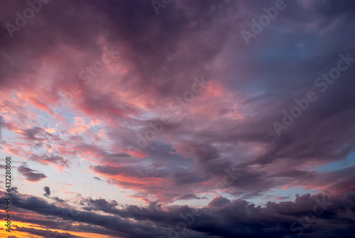 Beautiful sunset sky with thunderstorm clouds