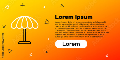 Line Sun protective umbrella for beach icon isolated on yellow background. Large parasol for outdoor space. Beach umbrella. Colorful outline concept. Vector Illustration