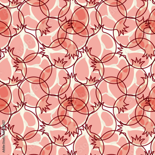 Abstract garnet pattern. A lot of garnets in the section with an overlay