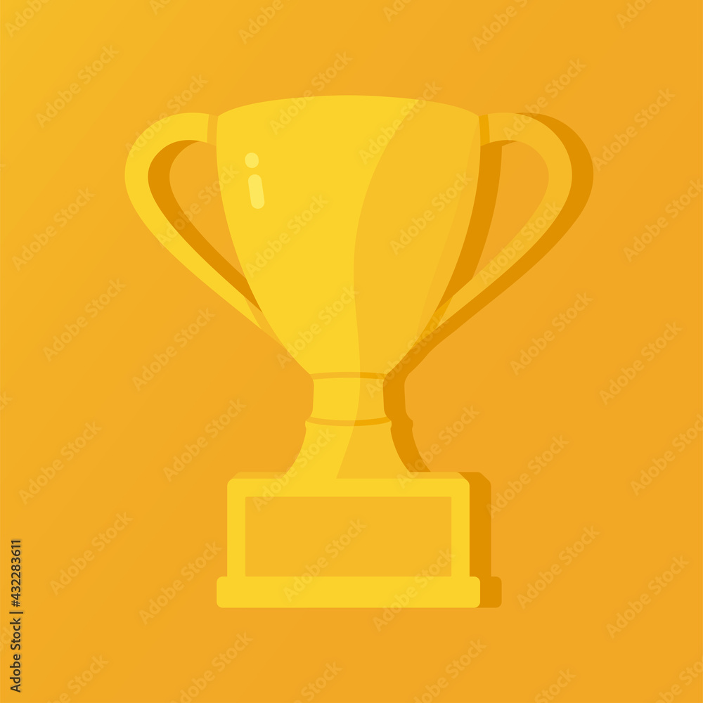 Vector illustration of golden trophy cup isolated on yellow background. Vector illustration of golden trophy cup isolated on yellow background.