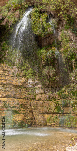 Waterfall in Ein Gedi Nation Park close to the Dead Sea in Israel