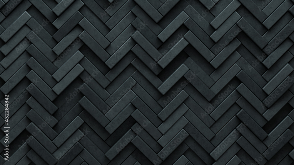 Polished, 3D Mosaic Tiles arranged in the shape of a wall. Semigloss, Herringbone, Bricks stacked to create a Concrete block background. 3D Render Polished, 3D Mosaic Tiles arranged in the shape of a wall. Semigloss, Herringbone, Bricks stacked to create a Concrete block background. 3D Render
