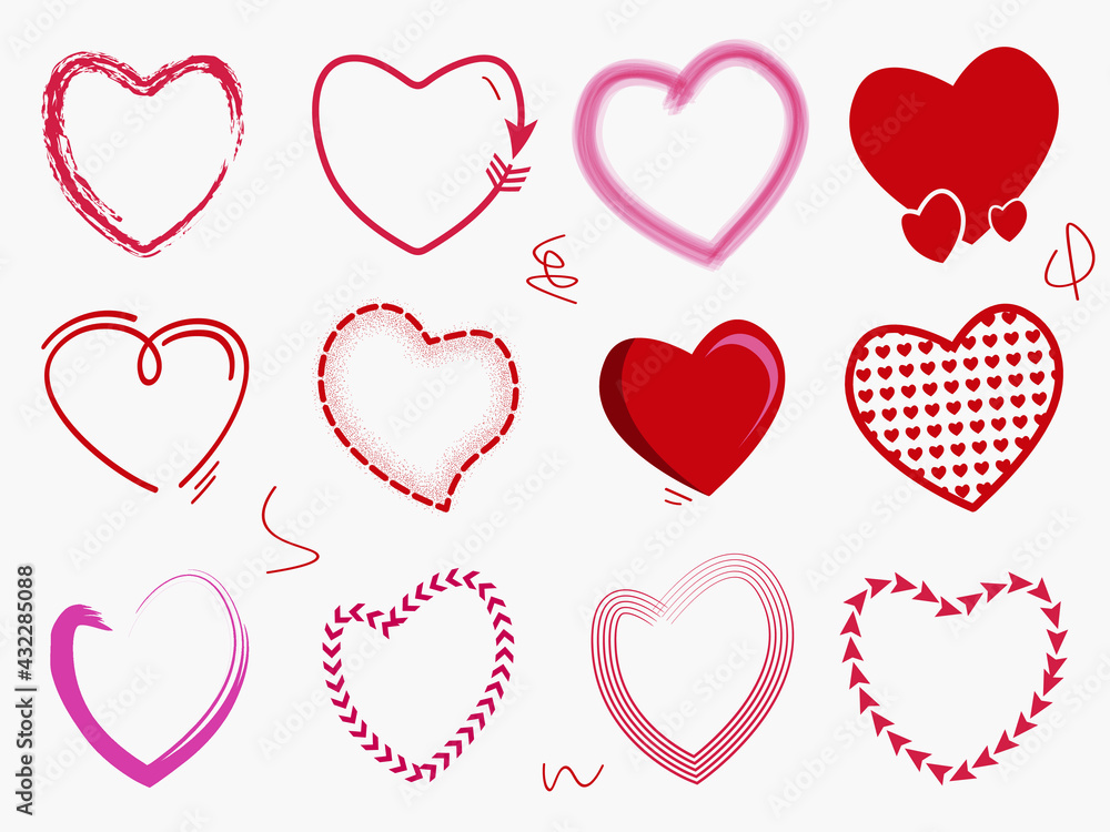 Set of premium different shaped heart icons clipart for greeting card Set of premium different shaped heart icons clipart for greeting card