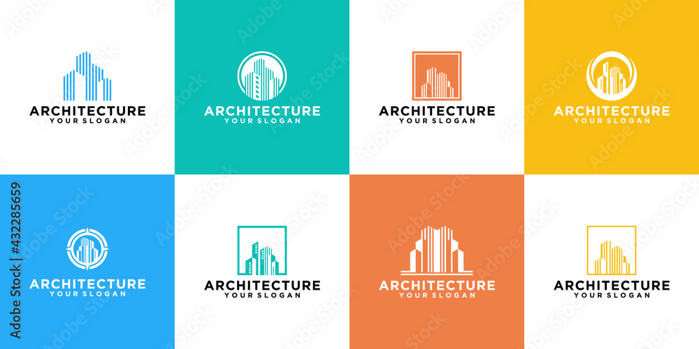 collection of modern building logos