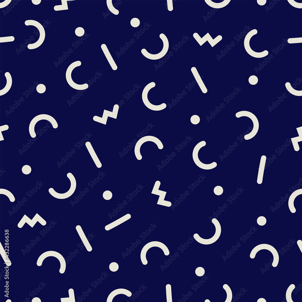 Scattered memphis line shape seamless vector pattern design. Prints and fashion trends. Scattered memphis line shape seamless vector pattern design. Prints and fashion trends.
