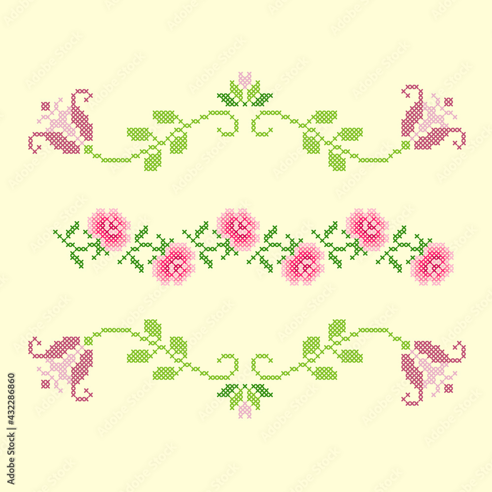 vector art embroidery floral ornament