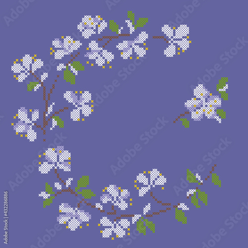 vector art cross stitch spring flowers