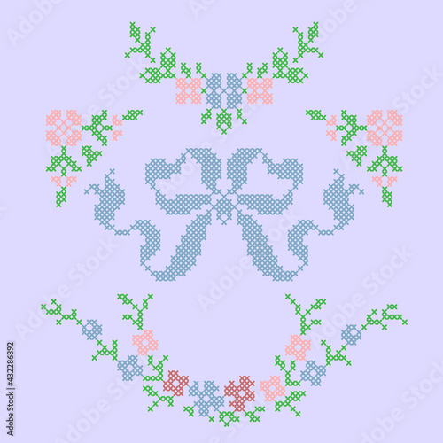 vector art embroidery vintage set