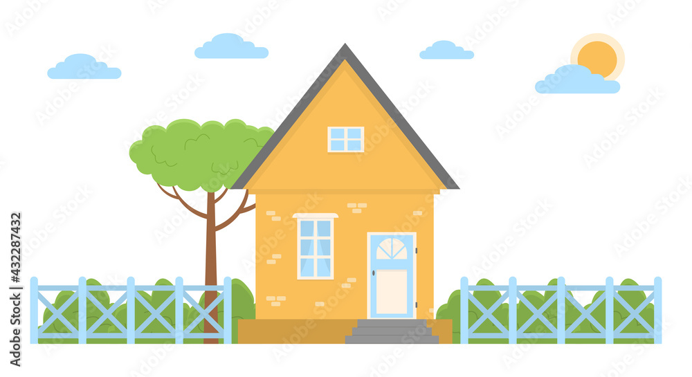 Vector illustration of a country house in a flat style House icon isolated on white background Vector illustration of a country house in a flat style House icon isolated on white background