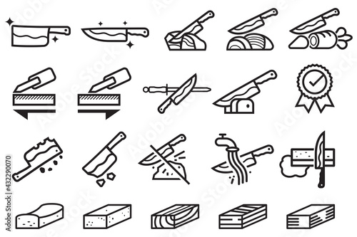 Good knife properties icon. Maintenance of kitchen equipment.