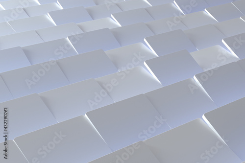 Abstrarct wallpaper background with white rounded rectangles pattern. 3d render.