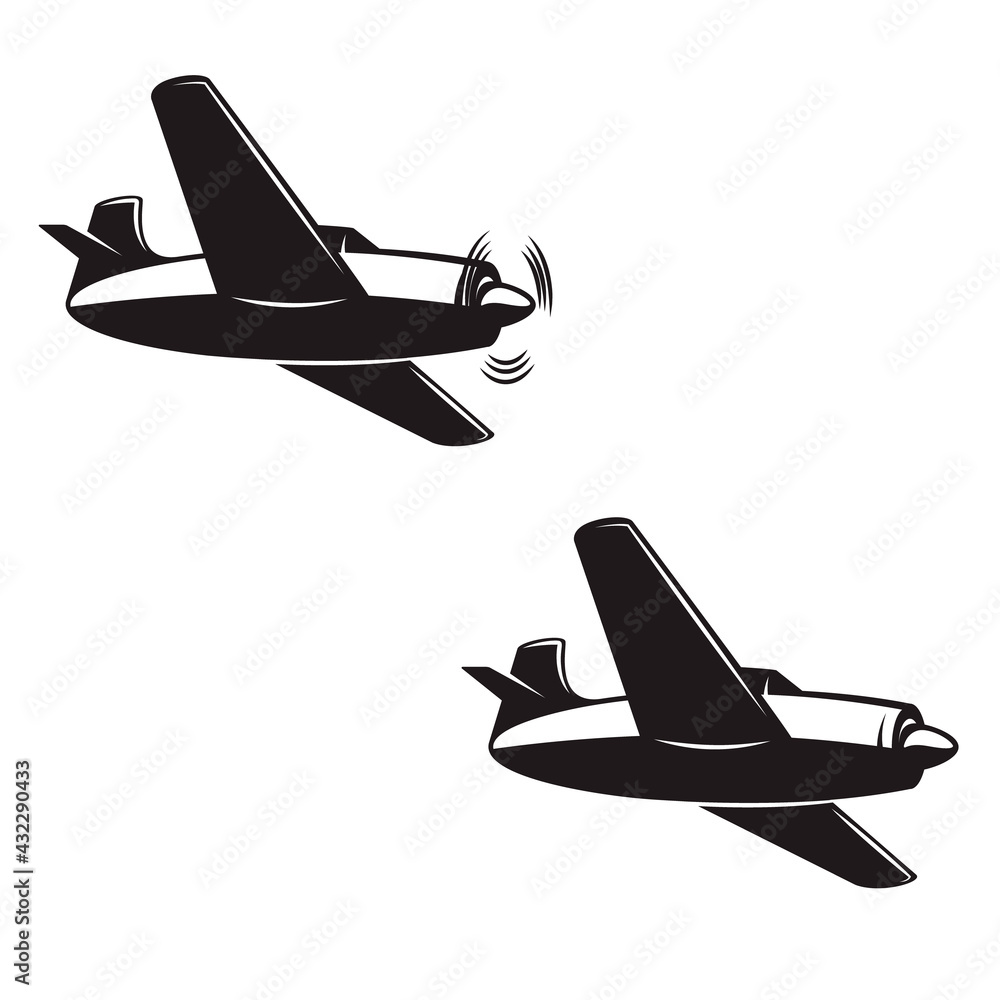 Illustration of retro airplane. Design element for logo, label, sign, emblem. Vector illustration Illustration of retro airplane. Design element for logo, label, sign, emblem. Vector illustration