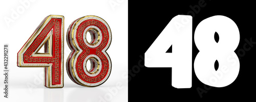 Number forty-eight (number 48) with red transparent stripe photo