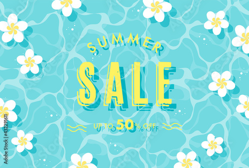 vector background with plumeria flowers floating in water for banners, cards, flyers, social media wallpapers, etc.