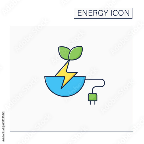 Biomass energy color icon. Organic energy generation. Produced by living or once-living organisms. Power concept. Isolated vector illustration