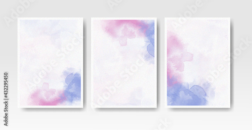 Set of cards with watercolor blots. Set of cards with hand drawn blots element for your design. Design for your date, postcard, banner, logo. Vector illustration. © REZI