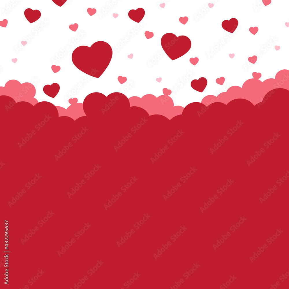Flying hearts on white background with copy space, Romantic love and Valentine's day concept, Vector illustration