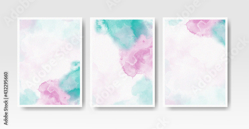 Set of cards with watercolor blots. Set of cards with hand drawn blots element for your design. Design for your date  postcard  banner  logo. Vector illustration.