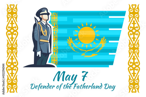 May 7, Defender of the Fatherland Day. Public holidays in Kazakhstan vector illustration. Suitable for greeting card, poster and banner.