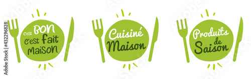 Logo assiette : produits de saison, cuisine maison !