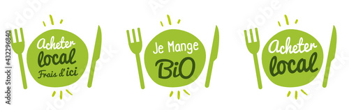 Logo assiette : je mange bio, acheter local !