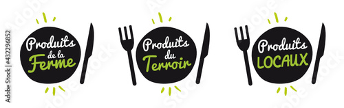 Logo assiette : produits du terroir, produits locaux, de la ferme !