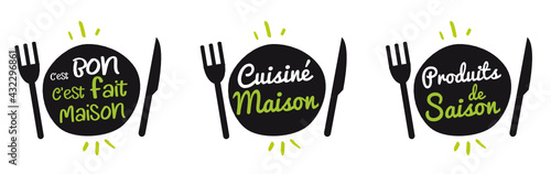 Logo assiette : produits de saison, cuisine maison !