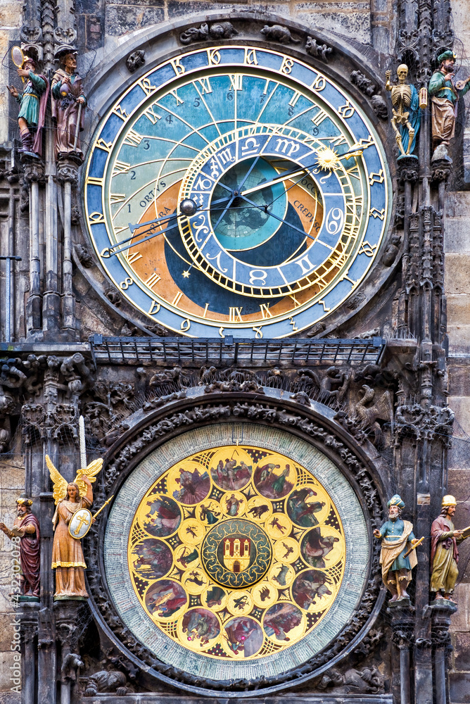 The Prague medieval astronomical clock (Prague orloj), Czech Republic
