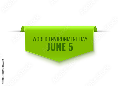 Environment Day Green Tag isolated on white background. Vector illustration