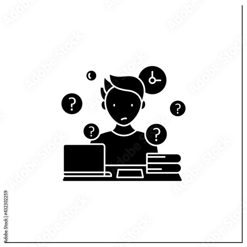 Overdoer procrastinator glyph icon.Taking extra work. Too many tasks.Procrastination concept.Filled flat sign. Isolated silhouette vector illustration
