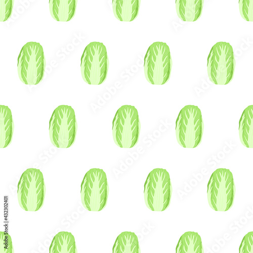 Hand drawn seamless pattern with chinese napa cabbage for background design. Vector isolated illustration.