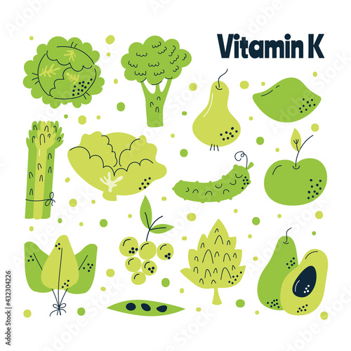 The main food sources of vitamin K. The concept of healthy eating.