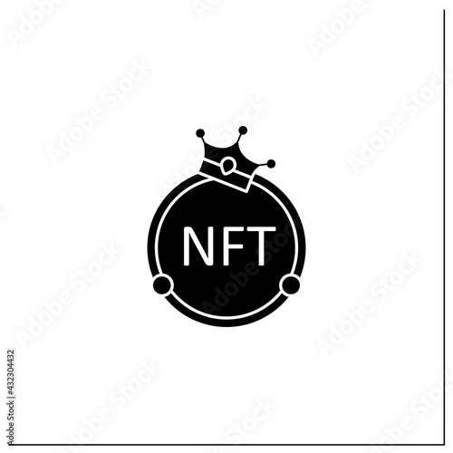 NFT glyph icon. Non fungible token. Unique digital assets. Assets exist in their own cryptosystems. Cryptocurrency concept.Filled flat sign. Isolated silhouette vector illustration