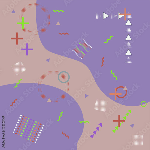 Abstract background from geometric form in postmodern Memphis Style.