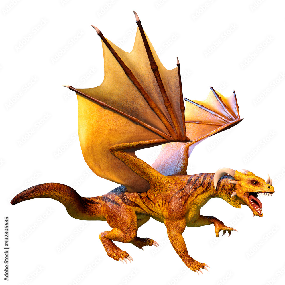 Fototapeta premium 3D Rendering Fairy Tale Dragon on White
