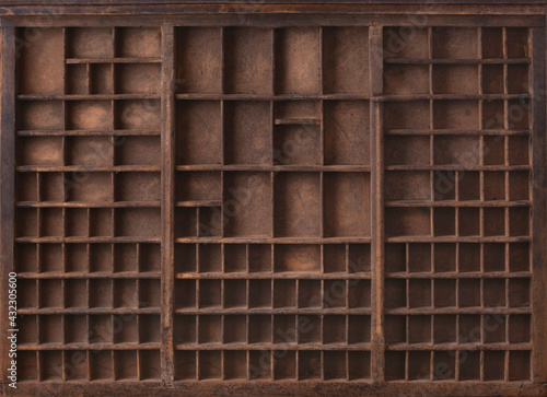 Foto Antique wooden printer tray