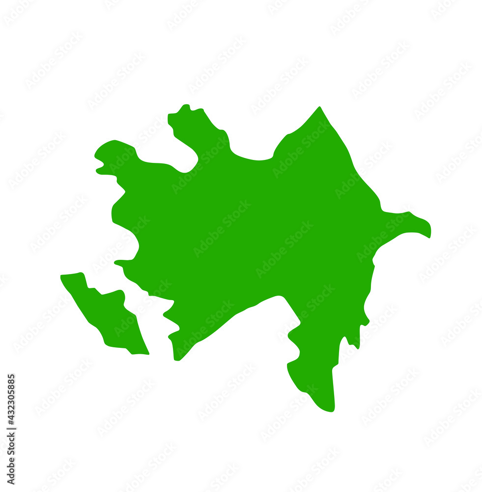 Azerbaijan map shape in green color. Azerbaijan map on white background vector. Azerbaijan map shape in green color. Azerbaijan map on white background vector.