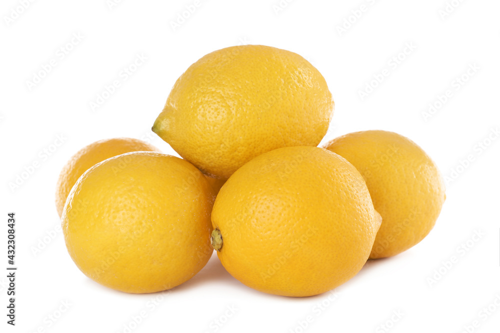 Whole fresh ripe lemons on white background Whole fresh ripe lemons on white background