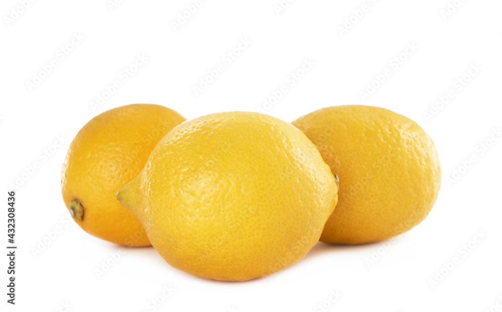 Whole fresh ripe lemons on white background Whole fresh ripe lemons on white background