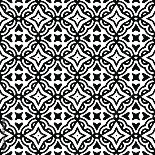  Geometric vector pattern with Black and white colors. Seamless abstract ornament for wallpapers and backgrounds.