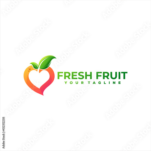 fruit fresh gradient logo design