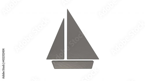 3D render of an abstract animation of a ship symbol. 3D animation of the appearing, rotating, moving and disappearing a ship symbol. Animation with an alpha channel.
