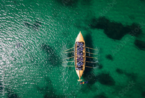 Pirogue de vikings vue du dessus