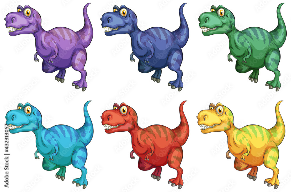 Naklejka premium Set of Raptorex dinosaur cartoon character
