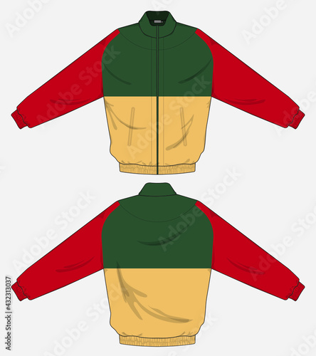 retro vintage windbreaker hoodie jacket template