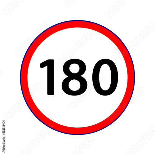 Traffic symbol showing the maximum speed limit of 180 KM. Vector design EPS 10