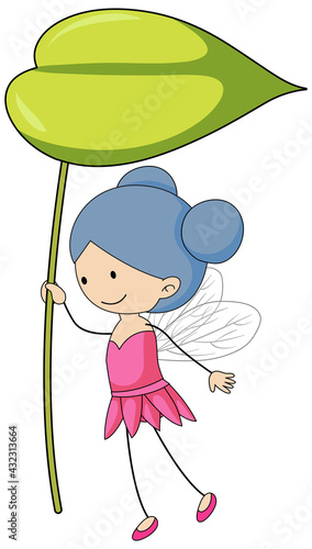 Simple cartoon character of a little fairy isolated