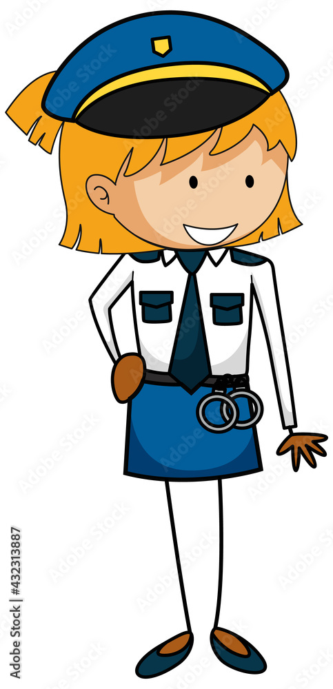 A police officer doodle cartoon character isolated A police officer doodle cartoon character isolated