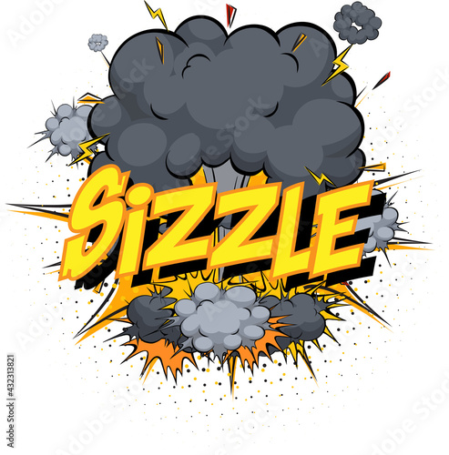 Word Sizzle on comic cloud explosion background