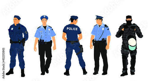 Obraz na płótnie Policeman officer on duty vector illustration isolated on white background